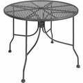 American Tables & Seating 36'' Round Dark Grey Metal Mesh Outdoor Table with Umbrella Hole 132ATSALM36